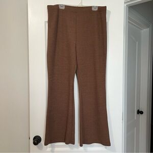 American Eagle Brown Ribbed Super High Waisted Sweater Flare Stretch Pants